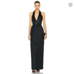 SIMKHAI Janice Tuxedo Halter Vest Gown size 2 black